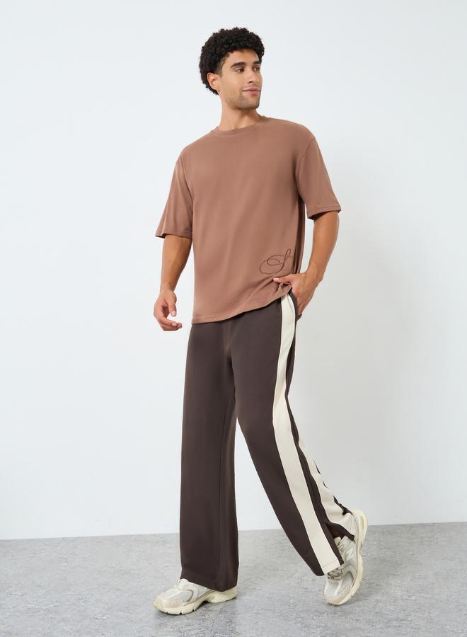 Styli Men Brown Striped Relaxed Fit Joggers - Image 2